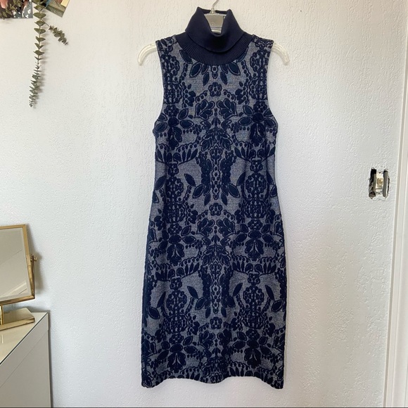 Anthropologie Maeve Jacquard Turtleneck Midi Dress - Picture 3 of 9